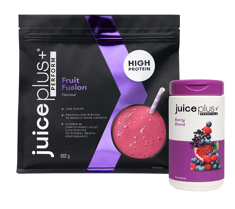 Perform Fruit Fusion Shake (30 Serving) and<br>Essentials Berry Blend Capsules (2 bottles)